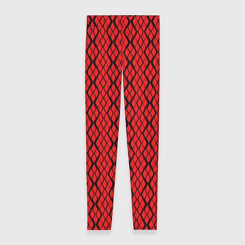 Женские легинсы Ярко-красный с чёрными линиями / 3D-принт – фото 1