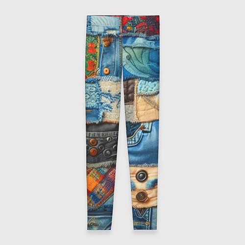 Женские легинсы Vanguard denim patchwork - ai art / 3D-принт – фото 1