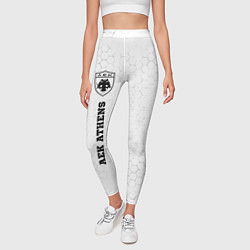Леггинсы женские AEK Athens sport на светлом фоне по-вертикали, цвет: 3D-принт — фото 2