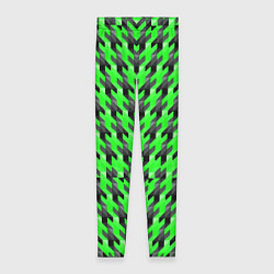 Леггинсы женские Чёрно-зелёный паттерн, цвет: 3D-принт