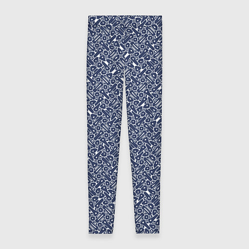 Женские легинсы Сине-белый паттерн узорчатый / 3D-принт – фото 1