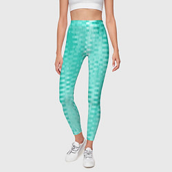 Леггинсы женские Светлый бирюзовый абстрактный полосочки, цвет: 3D-принт — фото 2