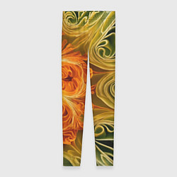 Леггинсы женские Зелено-оранжевый фрактал, цвет: 3D-принт