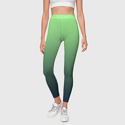 Леггинсы женские Градиент зелёный в синий, цвет: 3D-принт — фото 2