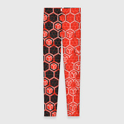 Леггинсы женские Техно-киберпанк шестиугольники красный и чёрный, цвет: 3D-принт