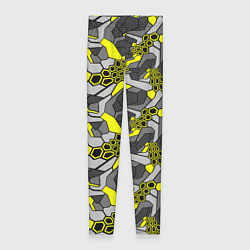 Леггинсы женские Шестиугольная текстура желтого камуфляжа, цвет: 3D-принт