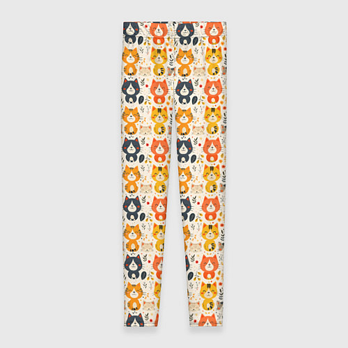 Женские легинсы Разноцветные котята ретро узор / 3D-принт – фото 1