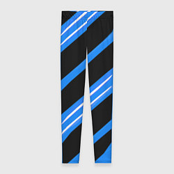 Леггинсы женские Black and white stripes on a blue background, цвет: 3D-принт