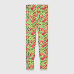 Леггинсы женские Тюльпаны и бабочки, цвет: 3D-принт