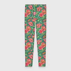 Леггинсы женские Тюлпаны с бабочками, цвет: 3D-принт