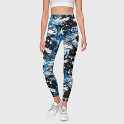 Леггинсы женские Выдры в речке на волнах - паттерн, цвет: 3D-принт — фото 2