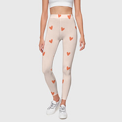Леггинсы женские Разбросанные сердца - паттерн, цвет: 3D-принт — фото 2