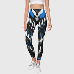 Леггинсы женские Абстрактные бело-синие шипы, цвет: 3D-принт — фото 2