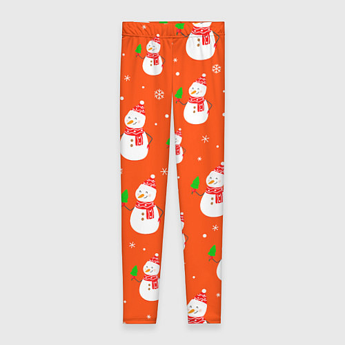 Женские легинсы Новогодние снеговики паттерн / 3D-принт – фото 1