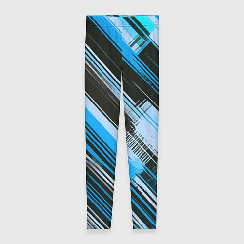 Женские легинсы Синие диагональные полосы на чёрном фоне / 3D-принт – фото 1