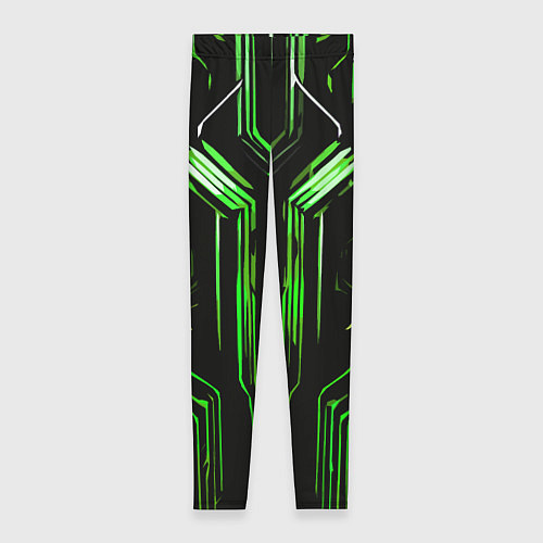Женские легинсы Green stripes on a black background / 3D-принт – фото 1