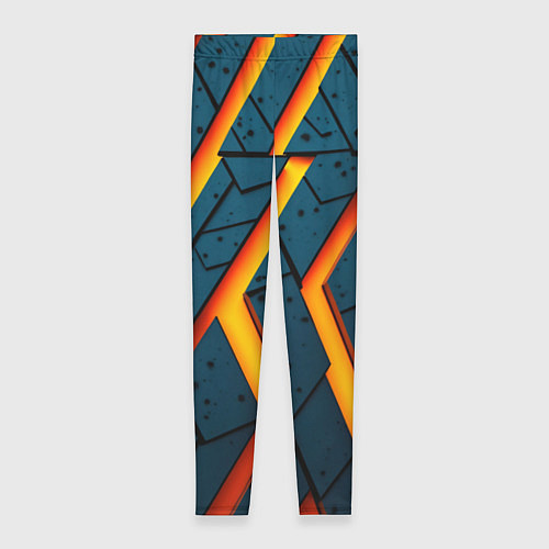 Женские легинсы Металлическая броня и оранжевое свечение / 3D-принт – фото 1