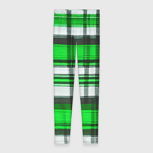 Женские легинсы Зелёно-белая ткань в клетку / 3D-принт – фото 1