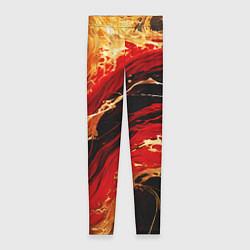 Женские легинсы Красно-золотые брызги на чёрном фоне