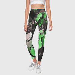 Леггинсы женские Чёрно-зелёный камень, цвет: 3D-принт — фото 2