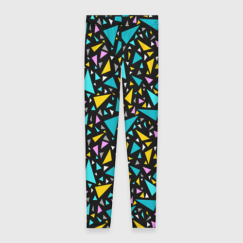 Женские легинсы Разноцветные яркие треугольники на черном / 3D-принт – фото 1