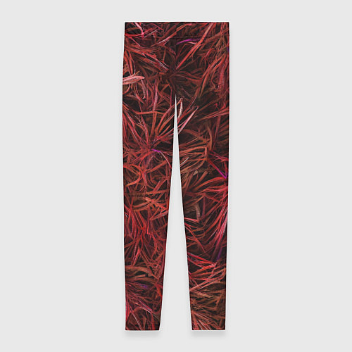 Женские легинсы Красная трава на чёрном фоне / 3D-принт – фото 1