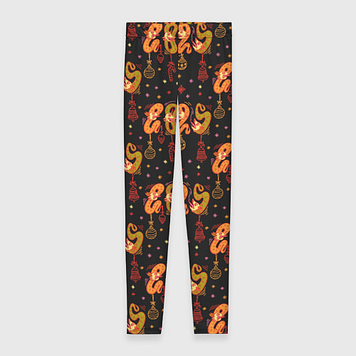 Женские легинсы 2025 паттерн символ года змей из русского лубка / 3D-принт – фото 1