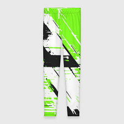 Леггинсы женские Diagonal black and green stripes on a white backgr, цвет: 3D-принт