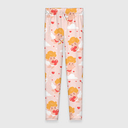 Женские легинсы Паттерн с милыми купидонами