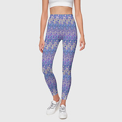 Леггинсы женские Сиреневый с полосатым узором паттерн, цвет: 3D-принт — фото 2