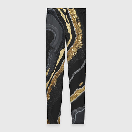 Женские легинсы Узоры черного мрамора с золотом / 3D-принт – фото 1
