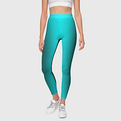 Леггинсы женские Чёрный и неоновый голубой градиент по центру, цвет: 3D-принт — фото 2