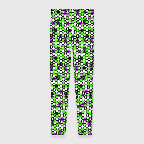 Женские легинсы Киберпанк шестиугольники зелёные / 3D-принт – фото 1
