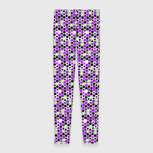 Женские легинсы Киберпанк шестиугольники фиолетовые / 3D-принт – фото 1