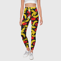 Леггинсы женские Губы и бананы, цвет: 3D-принт — фото 2