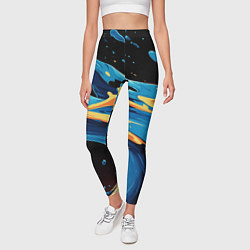 Леггинсы женские Синяя волна из красок, цвет: 3D-принт — фото 2