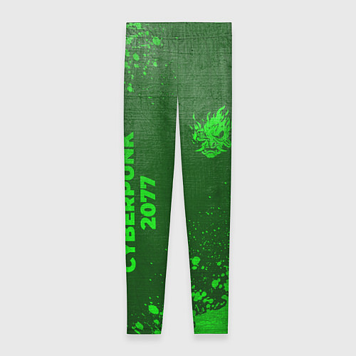 Женские легинсы Cyberpunk 2077 - green gradient вертикально / 3D-принт – фото 1