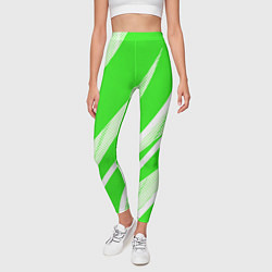 Леггинсы женские Яблочный зелёный абстракция с полосами, цвет: 3D-принт — фото 2