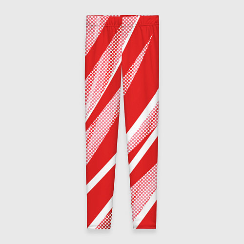 Женские легинсы Красно-белый абстракция с полосами / 3D-принт – фото 1