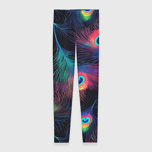 Женские легинсы Павлиньи перья - разные оттенки / 3D-принт – фото 1