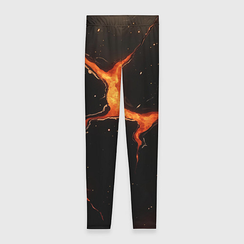 Женские легинсы Оранжевый разлом на черной текстуре / 3D-принт – фото 1