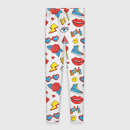 Женские легинсы Паттерн с яркими молодежными стикерами / 3D-принт – фото 1