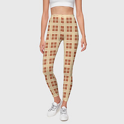 Леггинсы женские Светлый коричневый простая клетка, цвет: 3D-принт — фото 2