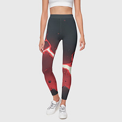 Леггинсы женские Красная молния на черной текстуре, цвет: 3D-принт — фото 2