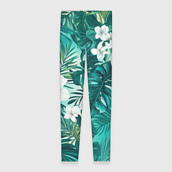 Леггинсы женские Цветы и пальмовые листья - тропический паттерн, цвет: 3D-принт
