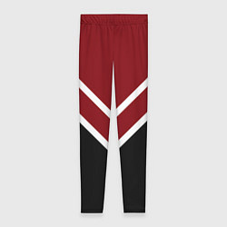 Леггинсы женские Красный с чёрным и белые полосы, цвет: 3D-принт