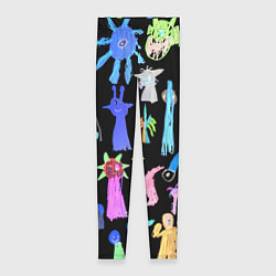 Леггинсы женские Яркие монстры на черном фоне, цвет: 3D-принт