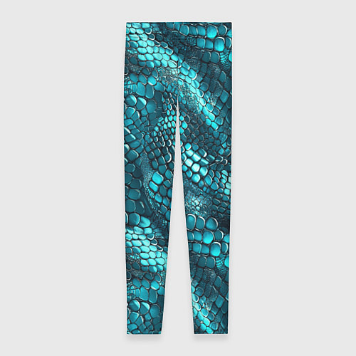 Женские легинсы Бирюзовая чешуя рептилии - абстрактный паттерн / 3D-принт – фото 1