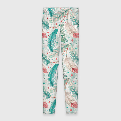 Женские легинсы Бохо паттерн в мятных тонах / 3D-принт – фото 1