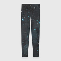 Женские легинсы Синее свечение на черной текстуре